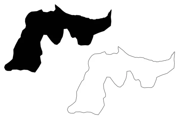 Espaillat Province (Dominicaanse Republiek, Hispaniola, provincies van de Dominicaanse Republiek) kaart vector illustratie, Krabbel sketch Espaillat ma — Stockvector