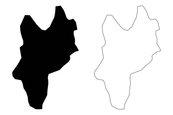 Hermanas Mirabal Province (República Dominicana, Hispaniola, Provincias de la República Dominicana) mapa vector ilustración, boceto garabato Hermanas Mirabal ma — Vector de stock