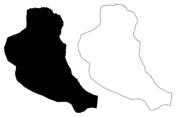 Maria Trinidad Sanchez (Dominikánská republika, Hispaniola, provincie Dominikánské republiky), ilustrace mapy, klikaté náčrtek Julia Molina mA — Stockový vektor