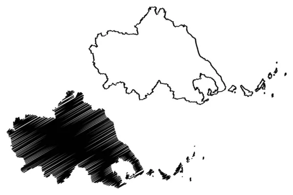 Tessaglia Regione (Grecia, Repubblica ellenica, Ellas) mappa vettoriale illustrazione, abbozzo scarabocchio Eolia mappa — Vettoriale Stock