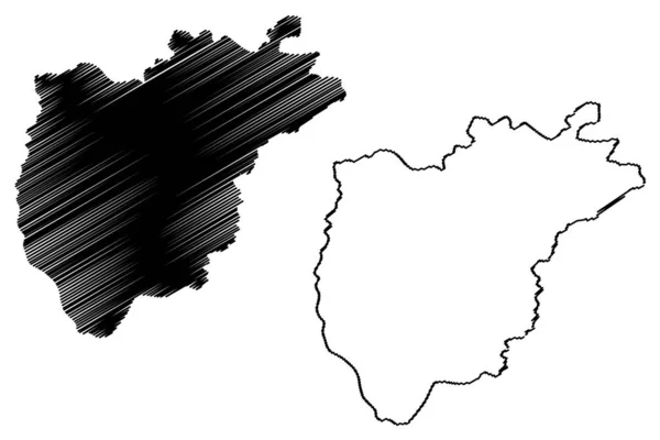 Ajloun Governorate (Reino Hachemita da Jordânia) mapa ilustração vetorial, rabiscos esboço Ajlun ma —  Vetores de Stock