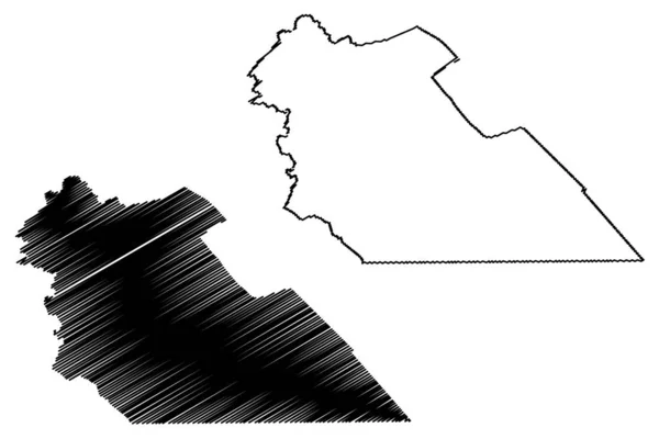 Amman kormányzóság (a Jordán Hasimita Királyság) Térkép vektor illusztráció, firkál vázlatot Muhafazat Al-Asima ma — Stock Vector