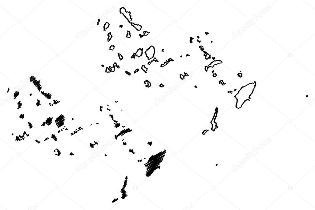 South Aegean Region (Greece, Hellenic Republic, Hellas) map vector illustration, scribble sketch South Aegean map