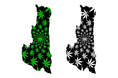 Chin State (Myanmar İdari bölünmeler, Myanmar, Burma Birliği Cumhuriyeti) harita esrar yaprağı yeşil ve siyah, Chin harita esrar (marihuana, Thc) foliag yapılmış tasarlanmıştır