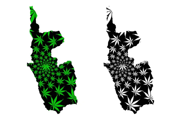 Magway Bölgesi (İdari bölünmeler, Myanmar Birliği Cumhuriyeti, Burma) haritası esrar yaprağı yeşil ve siyah, Magway Bölümü harita esrar (marihuana, Thc) foliag yapılmış tasarlanmıştır