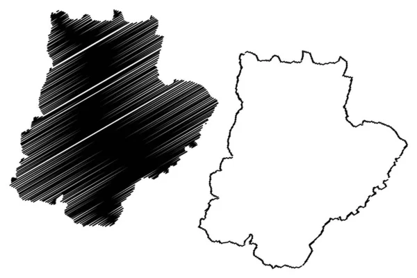 Braganca District (República Portuguesa, Portugal) mapa ilustração vetorial, esboço de rabiscos Braganca mapa —  Vetores de Stock