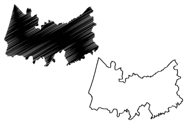 科英布拉区（葡萄牙共和国）地图矢量插图，涂鸦素描科英布拉地图 — 图库矢量图片