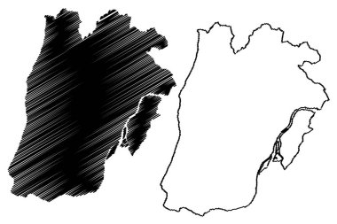 Lizbon Bölgesi (Portekiz Cumhuriyeti, Portekiz) harita vektör illüstrasyon, karalama kroki Lizbon haritası