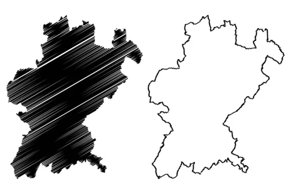 Okres Santarem (Portugalská republika, Portugalsko) nákres mapy, náčrtek na mapě Santarem — Stockový vektor