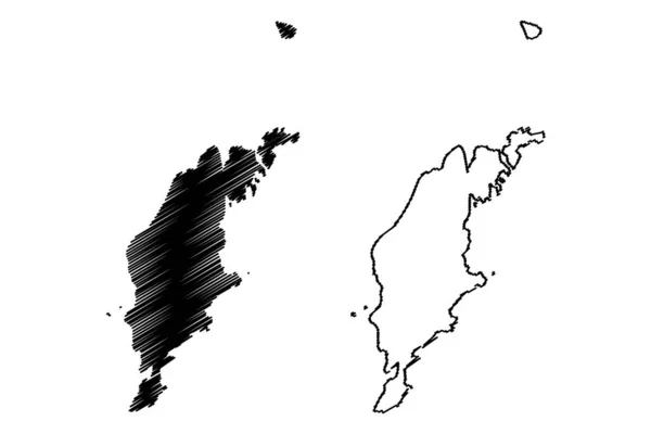 Gotland County (Condados da Suécia, Reino da Suécia) mapa ilustração vetorial, esboço de rabiscos Mapa da ilha de Gotland —  Vetores de Stock