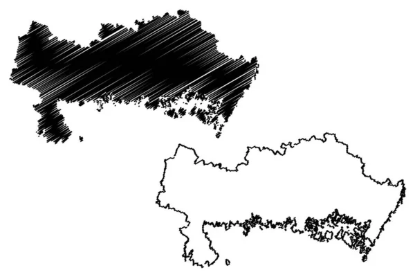 Contea di Blekinge (contee di Svezia, Regno di Svezia) mappa vettoriale illustrazione, abbozzo scarabocchiare Blekinge mappa — Vettoriale Stock