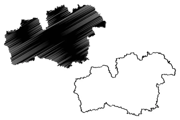 Kronoberg County (İsveç, İsveç Krallığı) harita vektör illüstrasyon, karalama kroki Kronoberg harita — Stok Vektör