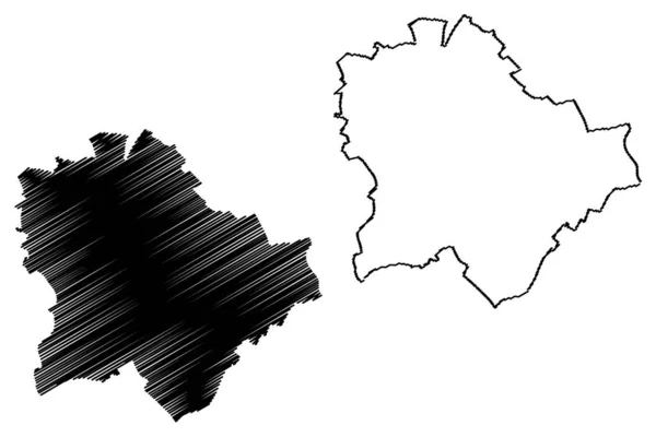 ブダペストの自治体(ハンガリー、ハンガリーの郡)地図ベクトルイラスト、落書きスケッチブダペストマップ — ストックベクタ