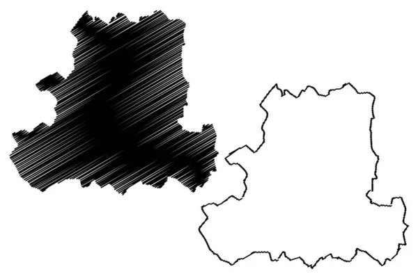 Csongrad 县（匈牙利，匈牙利县）地图矢量插图，涂鸦素描 Csongrad 地图 — 图库矢量图片