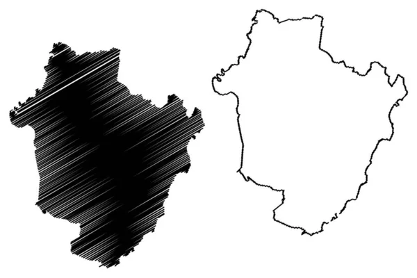 Hajdú-Bihar megye (Magyar) térképvektor illusztráció, vázlatos vázlat Hajdú-Bihar (Hajdú Bihar) Térkép — Stock Vector