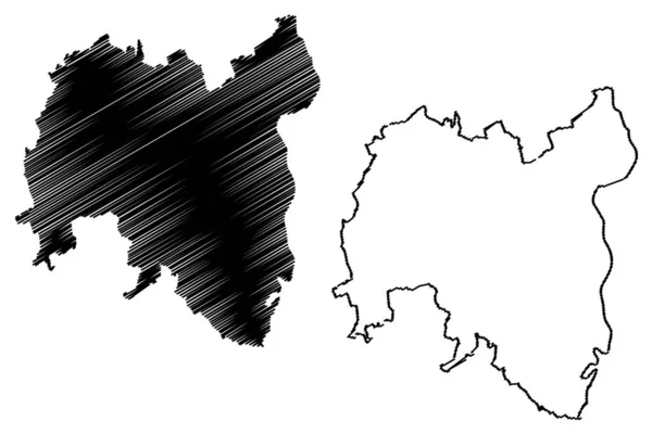 Tolna County (Macaristan, Macaristan eyaletleri) harita vektör illüstrasyon, karalama kroki Tolna harita — Stok Vektör