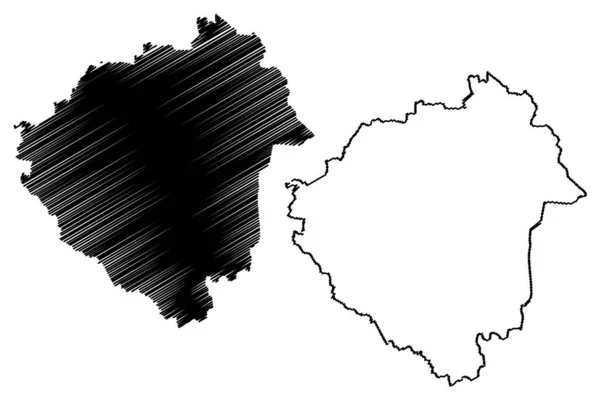 Powiat Zala (Węgry, węgierskie powiaty) mapa wektorowa, szkic Bazgroły Mapa Zala — Wektor stockowy