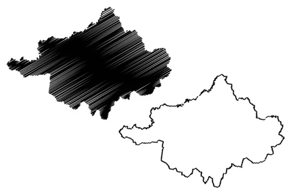 Szabolcs-szatmar-Bereg County (Hongarije, Hongaarse provincies) kaart vector illustratie, Krabbel schets Szabolcs-szatmar-Bereg (Szabolcs szatmar Bereg) kaart — Stockvector