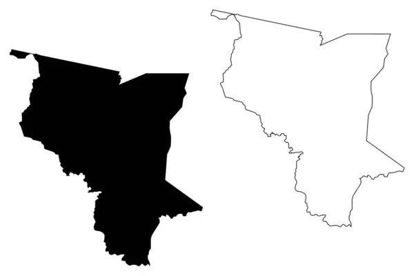 Região de savanas (República Togolesa, Regiões do Togo) mapa ilustração vetorial, esboço de rabiscos Mapa de savanas — Vetor de Stock