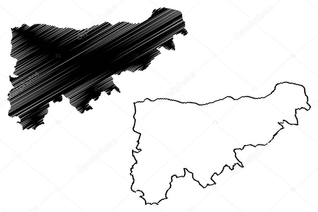 Komarom-Esztergom County (Hungary, Hungarian counties) map vector illustration, scribble sketch Komarom-Esztergom (Komarom Esztergom) map