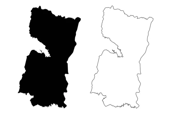 Dipartimento Alto Parana (Dipartimenti del Paraguay, Repubblica del Paraguay) mappa vettoriale illustrazione, scarabocchio Alto Parana ma — Vettoriale Stock