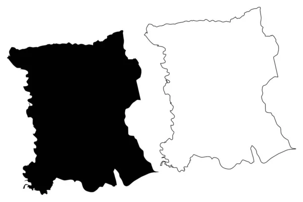 Departamento de San Pedro (Departamentos do Paraguai, República do Paraguai) mapa ilustração vetorial, rabisco esboço San Pedro ma — Vetor de Stock