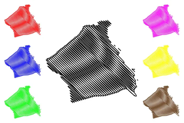 케빌리 주 (튀니지, 튀니지 공화국 의 주) 지도 벡터 일러스트레이션, 낙서 스케치 케빌리지도 — 스톡 벡터