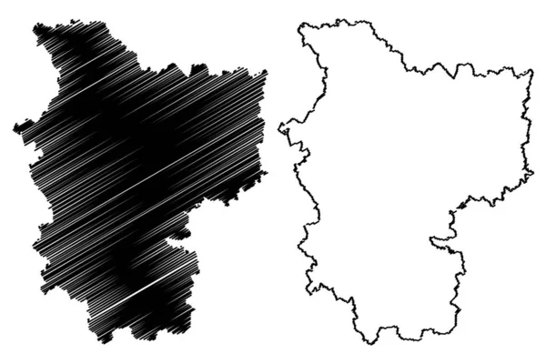 Minsk Bölgesi (Belarus Cumhuriyeti, Byelorussia veya Belorussia, Beyaz Rusya Bölgeleri) harita vektör illüstrasyon, karalama kroki Minsk Voblas veya Minsk Oblast harita — Stok Vektör