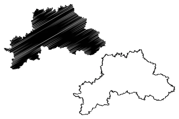 Mogilev-regionen (Vitryssland, vitryska republiken, Vitryssland) karta vektor illustration, klotter skiss Mahilyow Voblasts (provins) eller Mogilyov oblast karta — Stock vektor