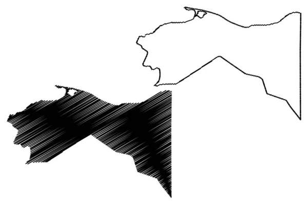 Departamento de Colón (República de Honduras, Departamentos de Honduras) mapa vector ilustración, boceto garabato Colón ma — Vector de stock