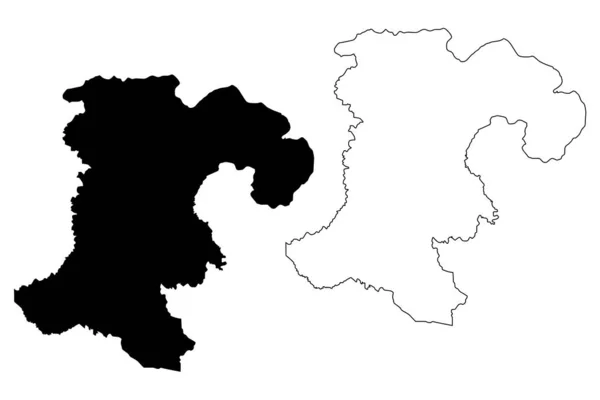 Champasak tartomány (Lao Népi Demokratikus Köztársaság, Muang Lao, Laosz tartomány) Térkép vektor illusztráció, irkál vázlat Champassak (Champasack) Térkép — Stock Vector