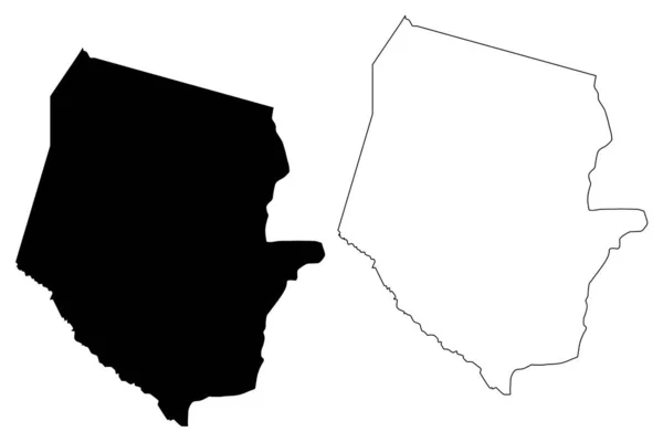 Dipartimento di Boqueron (Dipartimenti del Paraguay, Repubblica del Paraguay) mappa vettoriale illustrazione, scarabocchio Boqueron ma — Vettoriale Stock