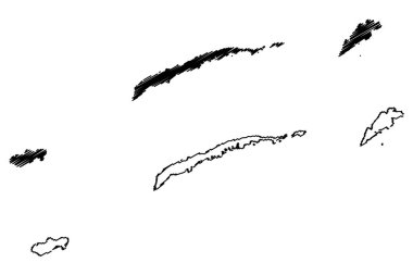 Bay Adaları Bölümü (Honduras Cumhuriyeti, Honduras Bölümleri) harita vektör illüstrasyon, karalama kroki Roatan, Guanaja ve Utila (Islas de la Bahia) ma