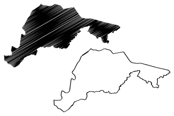 Departamento de El Paraíso (República de Honduras, Departamentos de Honduras) mapa vector ilustración, boceto garabato El Paraíso ma — Vector de stock