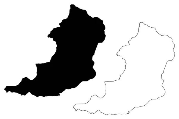 Prowincja oudomxay (Laotańska Republika Ludowo-Demokratyczna, Muang Lao, prowincje Laosu) mapa wektorowa mapy, szkic Bazgroły Oudomxai lub Moung XA map — Wektor stockowy