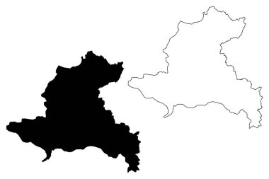 Sekong Eyaleti (Lao Halk Demokratik Cumhuriyeti, Muang Lao, Laos Eyaletleri) harita vektör illüstrasyon, karalama kroki Xekong harita