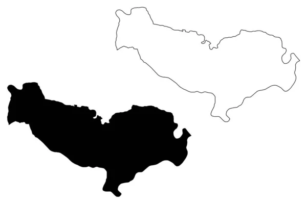 Prefectura de Vientiane (República Democrática Popular Lao, Muang Lao, Provincias de Laos) mapa vector ilustración, garabato bosquejo Viengchan mapa — Vector de stock
