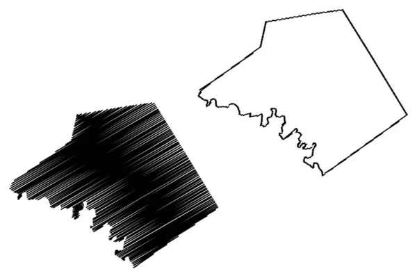 Mills County, Texas (county's in Texas, Verenigde Staten van Amerika, VS, v.s., VS) kaart vector illustratie, Krabbel sketch Mills kaart — Stockvector