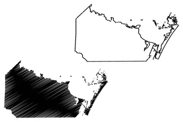 Condado de Nueces, Texas (condados de Texas, Estados Unidos de América, EE.UU., EE.UU., EE.UU.) mapa vector ilustración, garabato bosquejo Nueces mapa — Archivo Imágenes Vectoriales