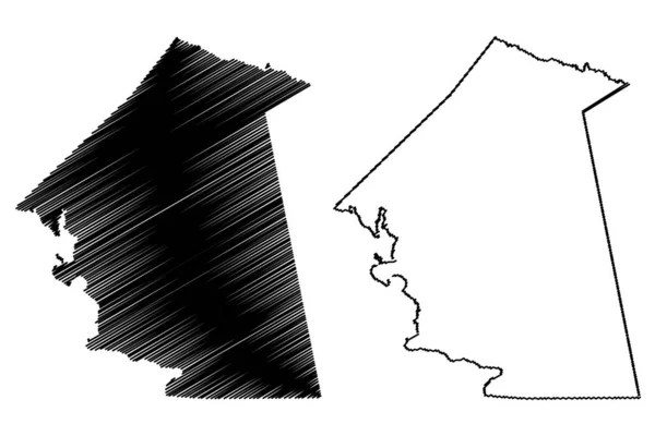 Condado de Polk, Texas (condados de Texas, Estados Unidos de América, EE.UU., EE.UU., EE.UU.) mapa vector ilustración, garabato bosquejo Mapa de Polk — Vector de stock
