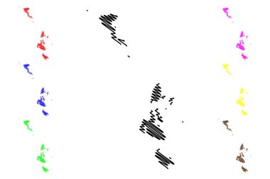 İyon Adaları Bölgesi (Yunanistan, Yunan Cumhuriyeti, Hellas) harita vektör illüstrasyon, karalama kroki İyon Adaları haritası