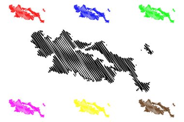 Orta Yunanistan Bölgesi (Yunanistan, Yunanistan Cumhuriyeti, Hellas) harita vektör illüstrasyon, karalama kroki Orta Yunanistan haritası