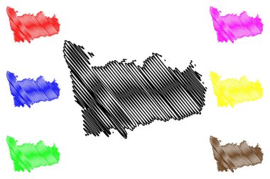 Porto Bölgesi (Portekiz Cumhuriyeti, Portekiz) harita vektör illüstrasyon, karalama kroki Porto haritası