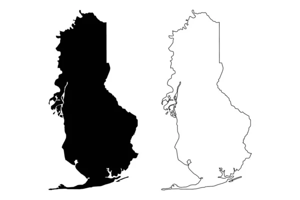 Baldwin County, Alabama (Alabama'daki eyaletler, Amerika Birleşik Devletleri, Abd, ABD, Abd) harita vektör illüstrasyonu, karalama krokiBaldwin haritası — Stok Vektör