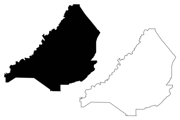 布隆特县， 阿拉巴马州 （阿拉巴马州，美国阿拉巴马州， 美国， 美国， 我们） 地图矢量插图， 涂鸦草图布隆特地图 — 图库矢量图片
