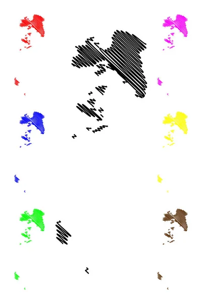 阿提卡地区（希腊，希腊共和国，赫拉斯）地图矢量插图，涂鸦素描阿提卡地图 — 图库矢量图片