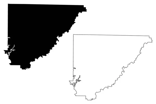 卡尔曼县， 阿拉巴马州 （阿拉巴马州，美国阿拉巴马州， 美国， 美国， 我们） 地图矢量插图， 涂鸦素描 Cullman 地图 — 图库矢量图片
