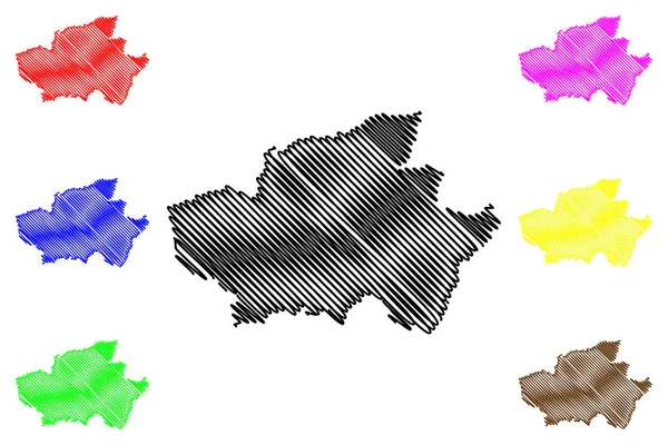 Distrito de Braga (República Portuguesa, Portugal) mapa vector ilustración, boceto garabato Mapa de Braga — Archivo Imágenes Vectoriales