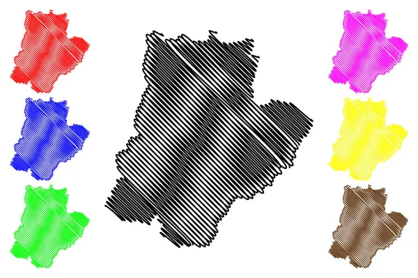 브라간카 지구 (포르투갈 공화국, 포르투갈) 지도 벡터 일러스트, 낙서 스케치 브라간카지도 — 스톡 벡터