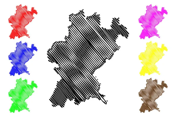 Santarem District (Portuguese Republic, Portugal) mapa vector ilustración, boceto de garabato Santarem mapa — Archivo Imágenes Vectoriales